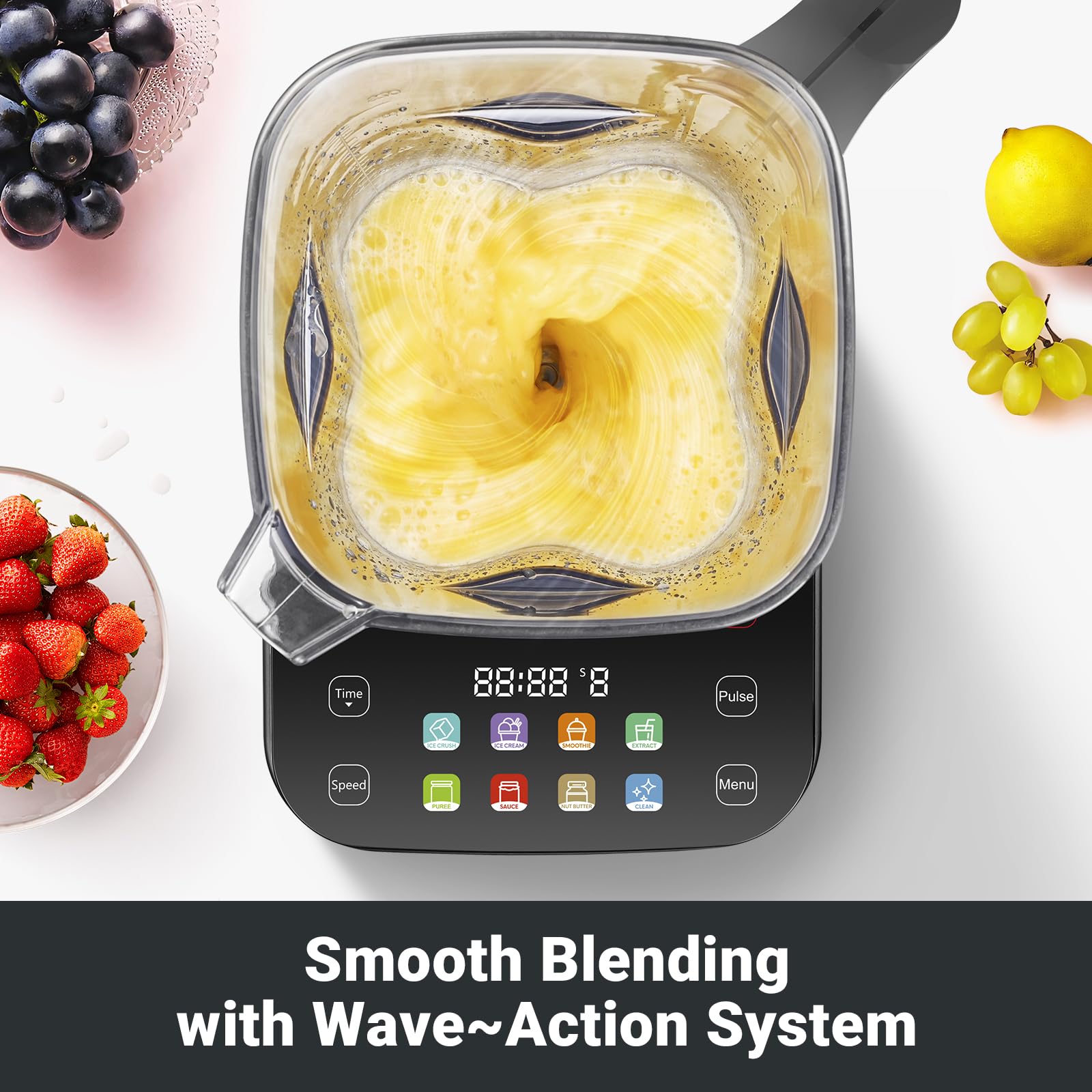 AMZCHEF 8-IN-1 Professional Blender 2000W - Commercial Grade Kitchen Blender with Timer, LED Touch Panel, 8 Preset Programs & 10 Speeds - Perfect for Smoothies, Shakes, Protein Drinks & Meal Prep - 68 oz BPA-Free Pitcher - Ideal for Home, Restaurant & Gym Use - Black