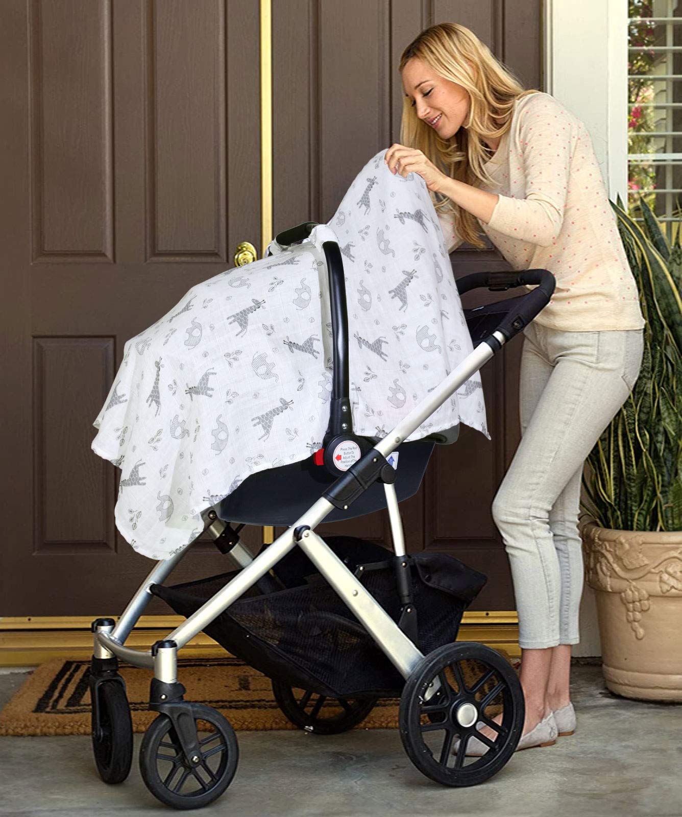 Metplus Muslin Baby Car Seat Cover - Universal Fit Large Size 47.2
