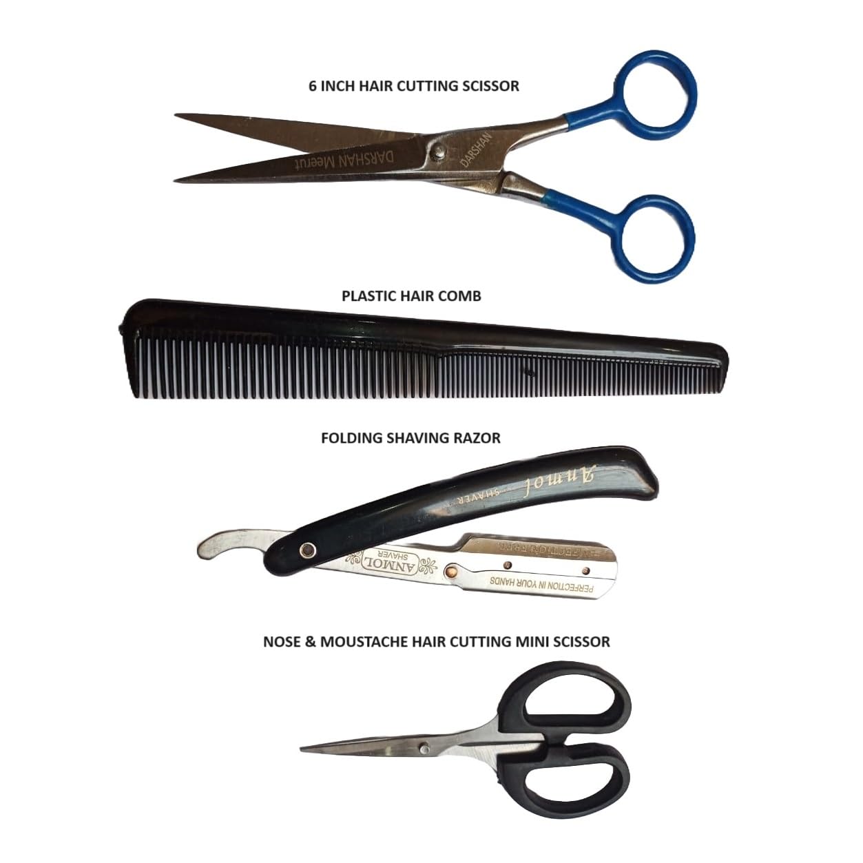 Professional Hair Cutting Scissors Set with Comb & Straight Edge Razor - Barber Kit for Salon & Home Use (Men & Women) - Perfect for Hairdressing, Styling & Grooming