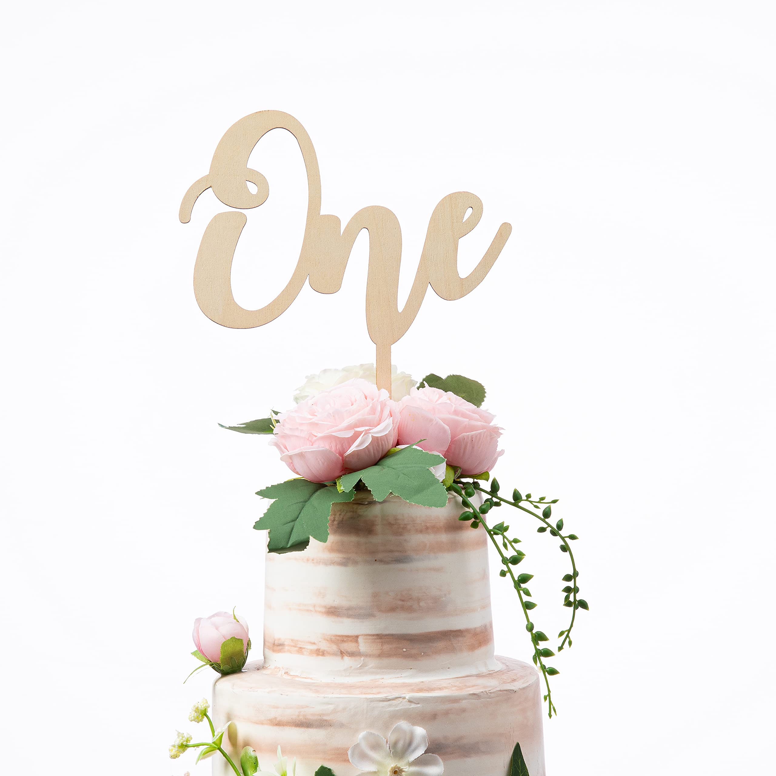 1st Birthday Cake Topper - Rustic Wood One Year Old Cake Decor - Smash Cake Topper for Baby's First Birthday Party - Gender Neutral Wooden Cake Decoration - Perfect for Baby Shower, Birthday Photography & Celebration Decor