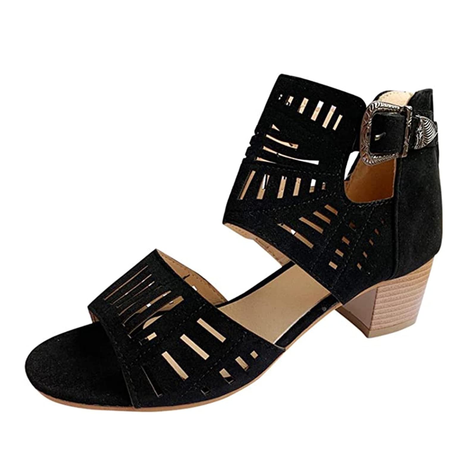 Women's Fashion Ankle Strap Heel Sandals - Low Block Heel Open Toe Strappy Sandals for Casual & Dressy Summer Outfits | Perfect for Beach, Vacation, and Date Night