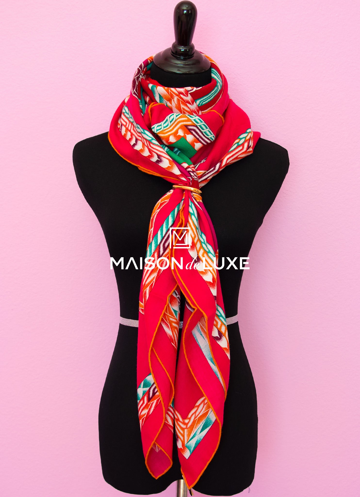 Luxury Hermes Robe du Soir Red Cashmere 140 GM Shawl Scarf - Elegant Evening Wear & Gift for Special Occasions