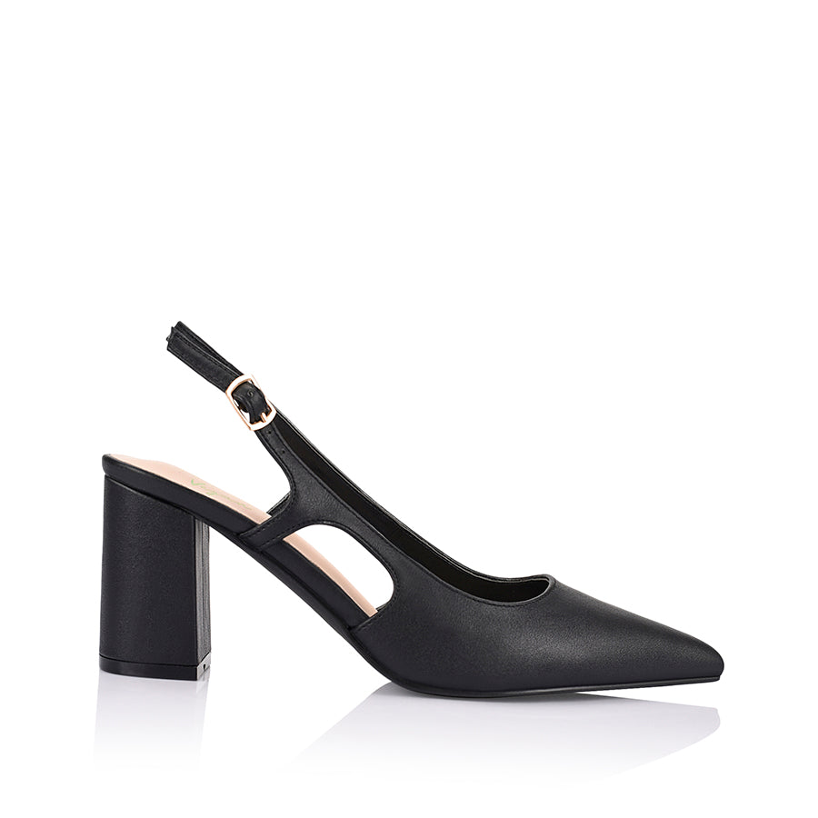 Elton Slingback Block Heels for Women - Comfortable Chunky Heel Sandals in Black | Perfect for Office, Party & Summer Outfits