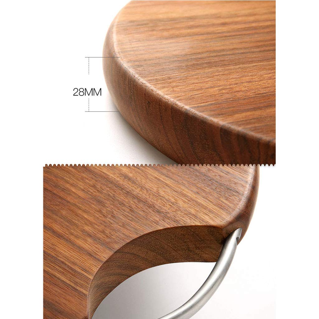 Premium Reversible Round Wooden Cutting Board with Stainless Steel Handle - Durable Kitchen Chopping Board for Meat, Vegetables, Fruits & Bread - Perfect for Home Cooking, BBQ & Food Prep (3 Sizes)
