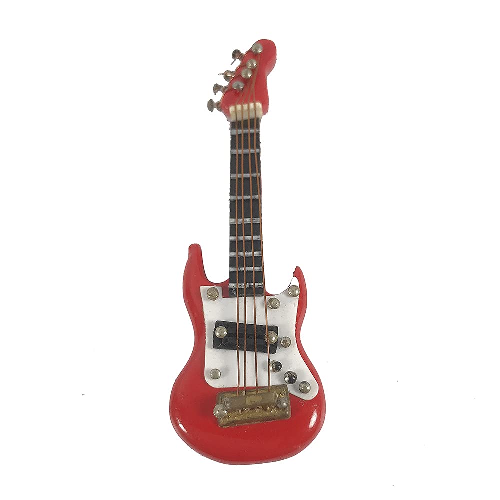 ALANO Mini Electric Guitar Ornament - 7cm Miniature Bass Guitar Model for Home Decor, Music Lover Gifts & Christmas Tree Decorations