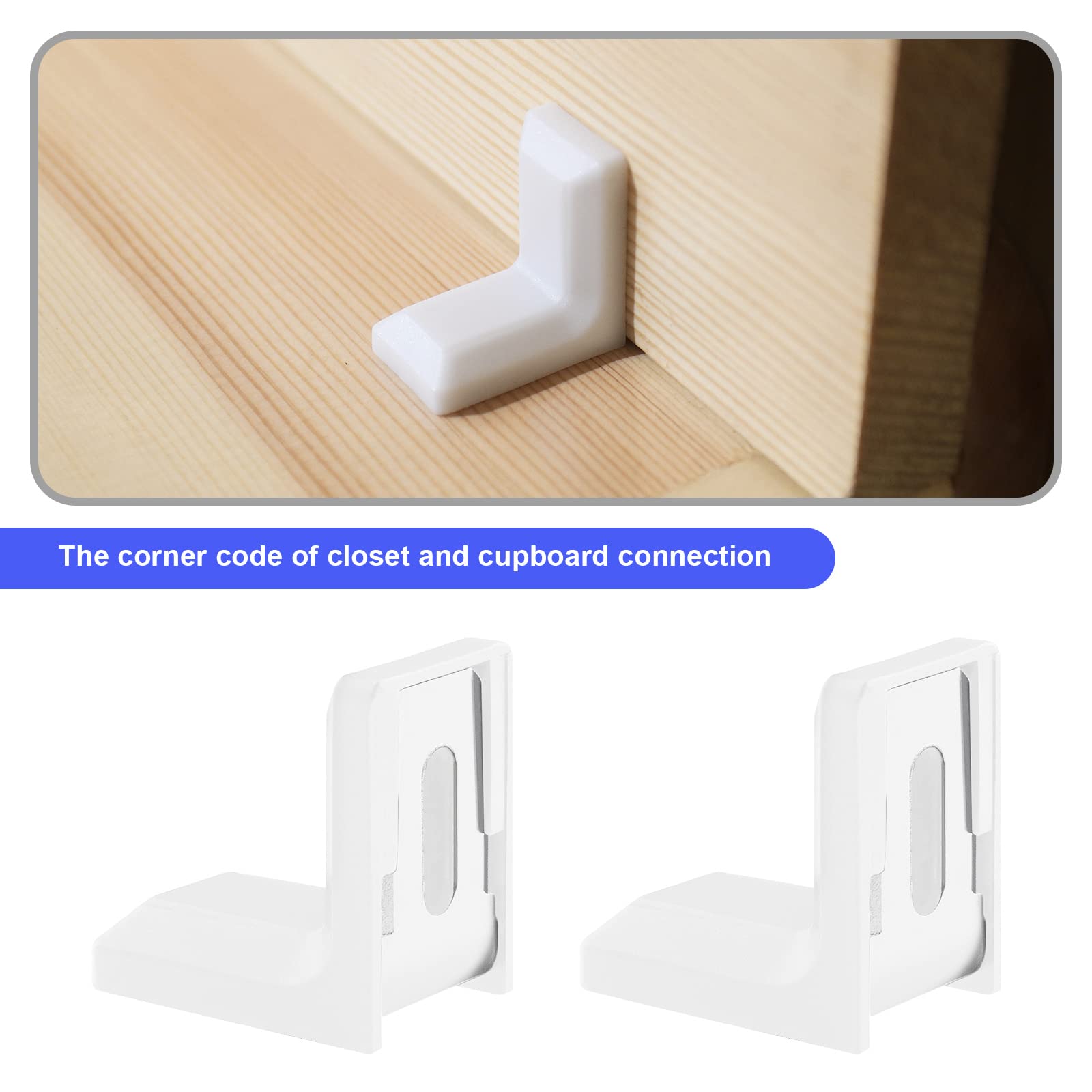 SG Store - 50 Pack L-Shaped Furniture Corner Brackets, Heavy Duty Steel with ABS Plastic Cover, White - Perfect for Bed, Table, Chair, Cabinet & DIY Furniture Assembly