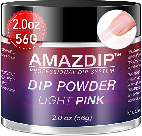 AMAZDIP Light Pink Dip Powder Nails - 2oz (56g) French Manicure Kit for Salon & DIY at Home | Long-Lasting Nail Art Design for Parties, Weddings & Everyday Wear