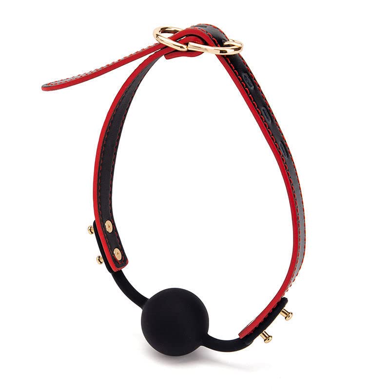 Premium SM Mouth Gag for Couples - BDSM Bondage Toy for Men & Women - Red Silicone Gag Ball for Role Play, Sensory Deprivation & Punishment - Perfect for Bedroom Play, BDSM Scenes & Adult Games