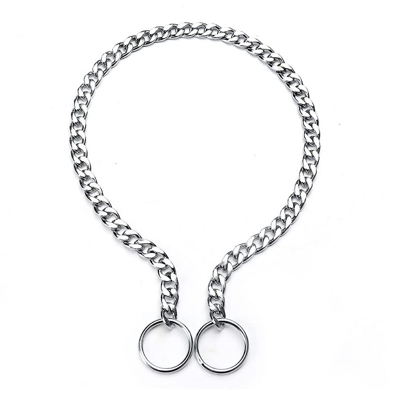 Premium Dog Training Choke Collar - 3.5mm x 60cm Flat Metal Slip Collar for Small, Medium & Large Dogs - Adjustable Pet Choke Chain for Obedience Training, Walking & Behavior Correction