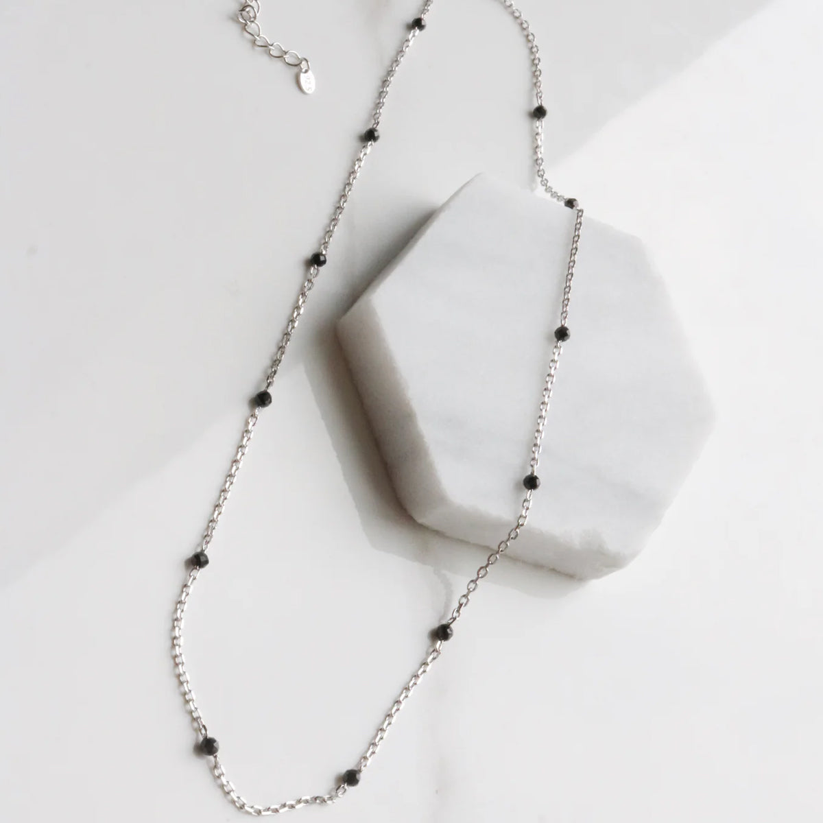 Black Spinel Relay Necklace for Women - Elegant Layered Pendant Jewelry for Daily Wear & Special Occasions