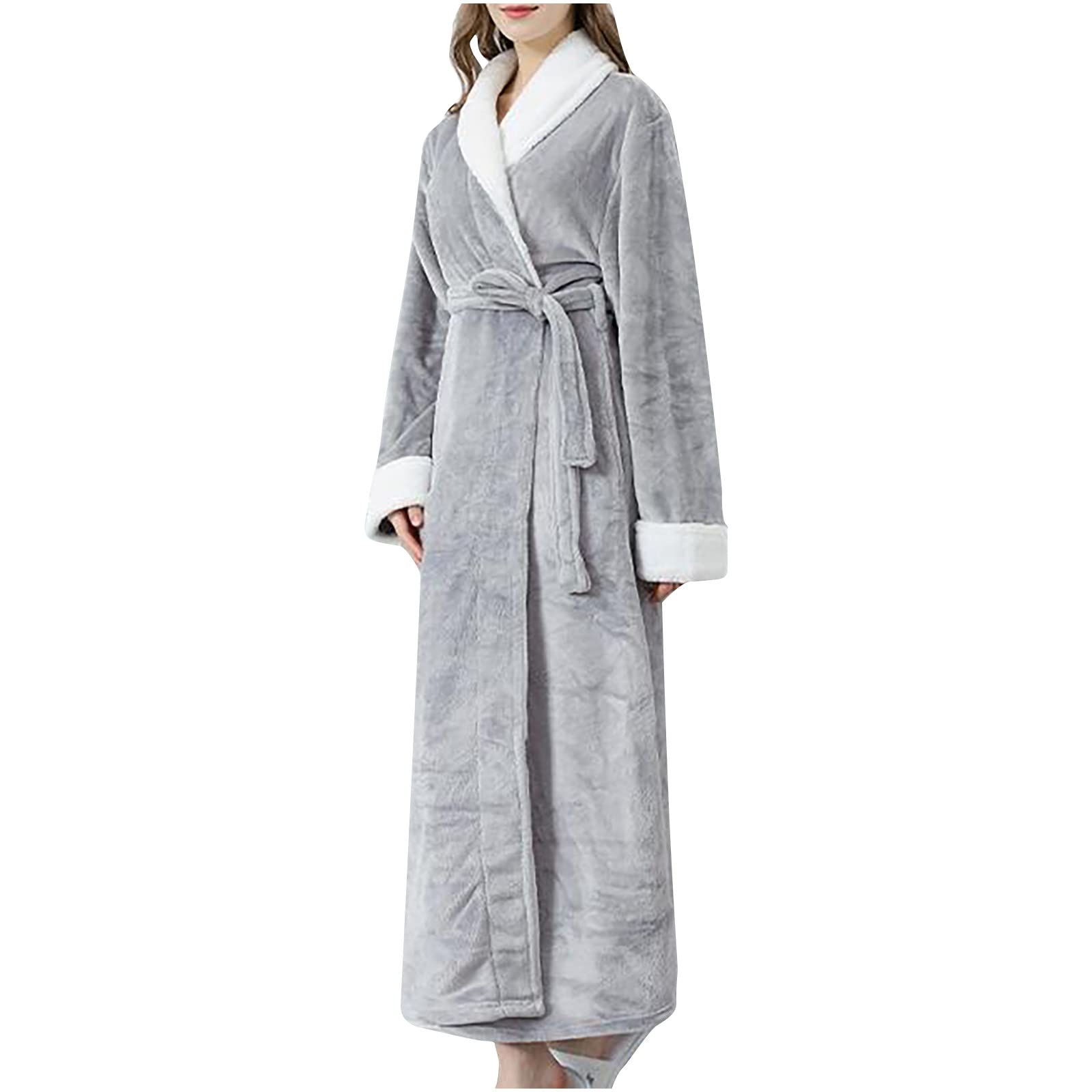CofeeMO Women's Winter Long Sleeve Lingerie Sleepwear - Soft Fleece Bathrobe & Lounge Pajama Set for Sleep, Relaxation and Romantic Nights at Home
