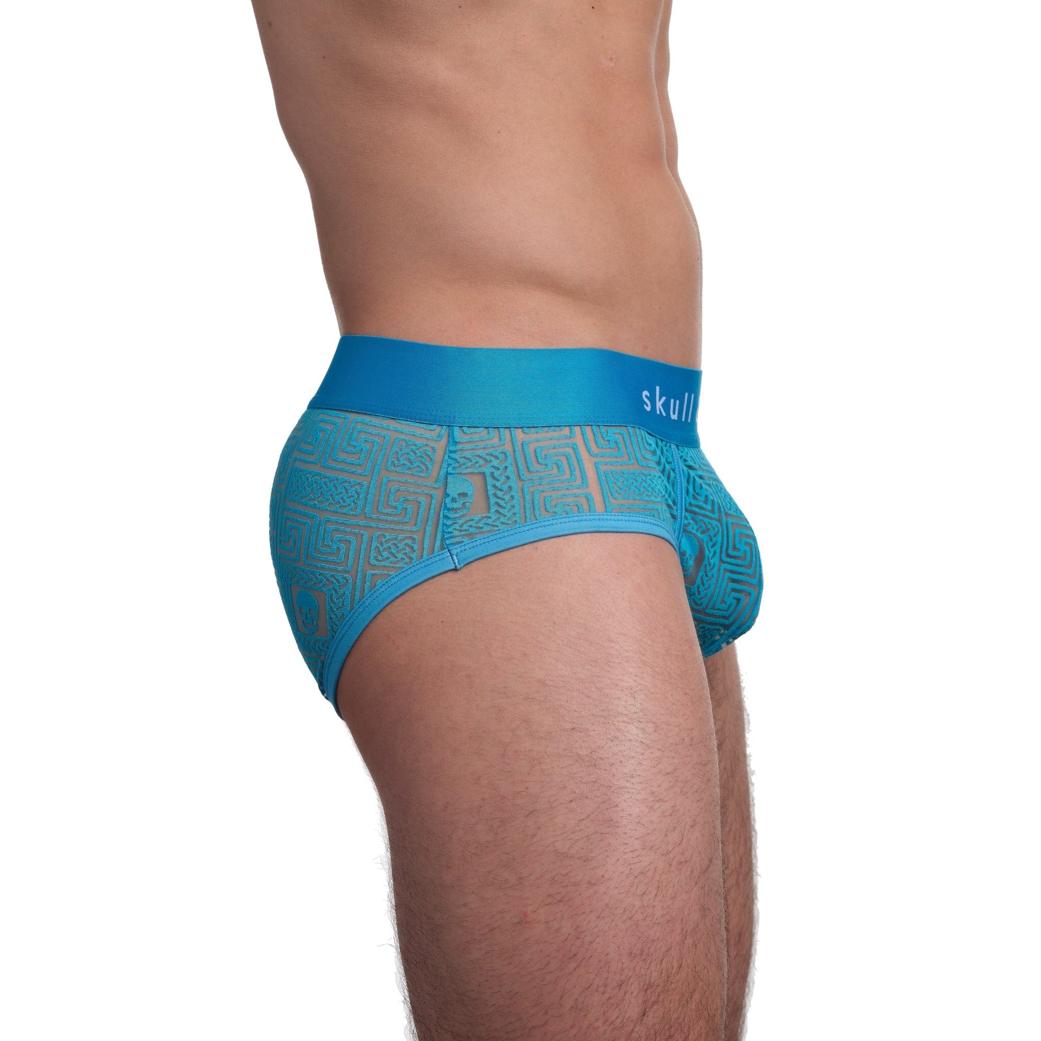 Roman Tile Burnout Brief Neon Blue - Sexy Sheer Lingerie Panties for Women | Perfect for Date Night, Boudoir Photos & Sensual Occasions