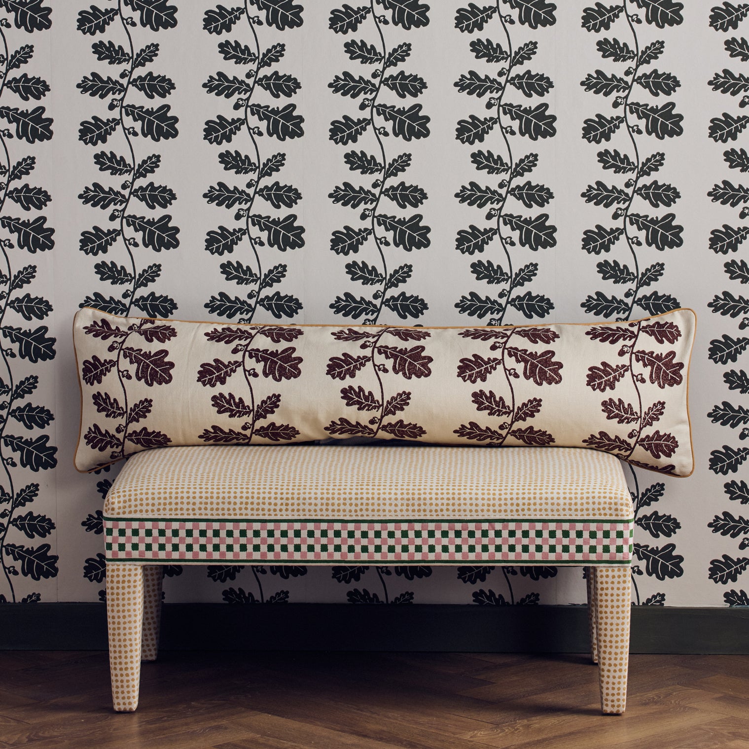 Trailing Acorn Peel and Stick Wallpaper - Olive Green Botanical Removable Sample | Perfect for Nursery, Bedroom Accent Wall or DIY Home Decor
