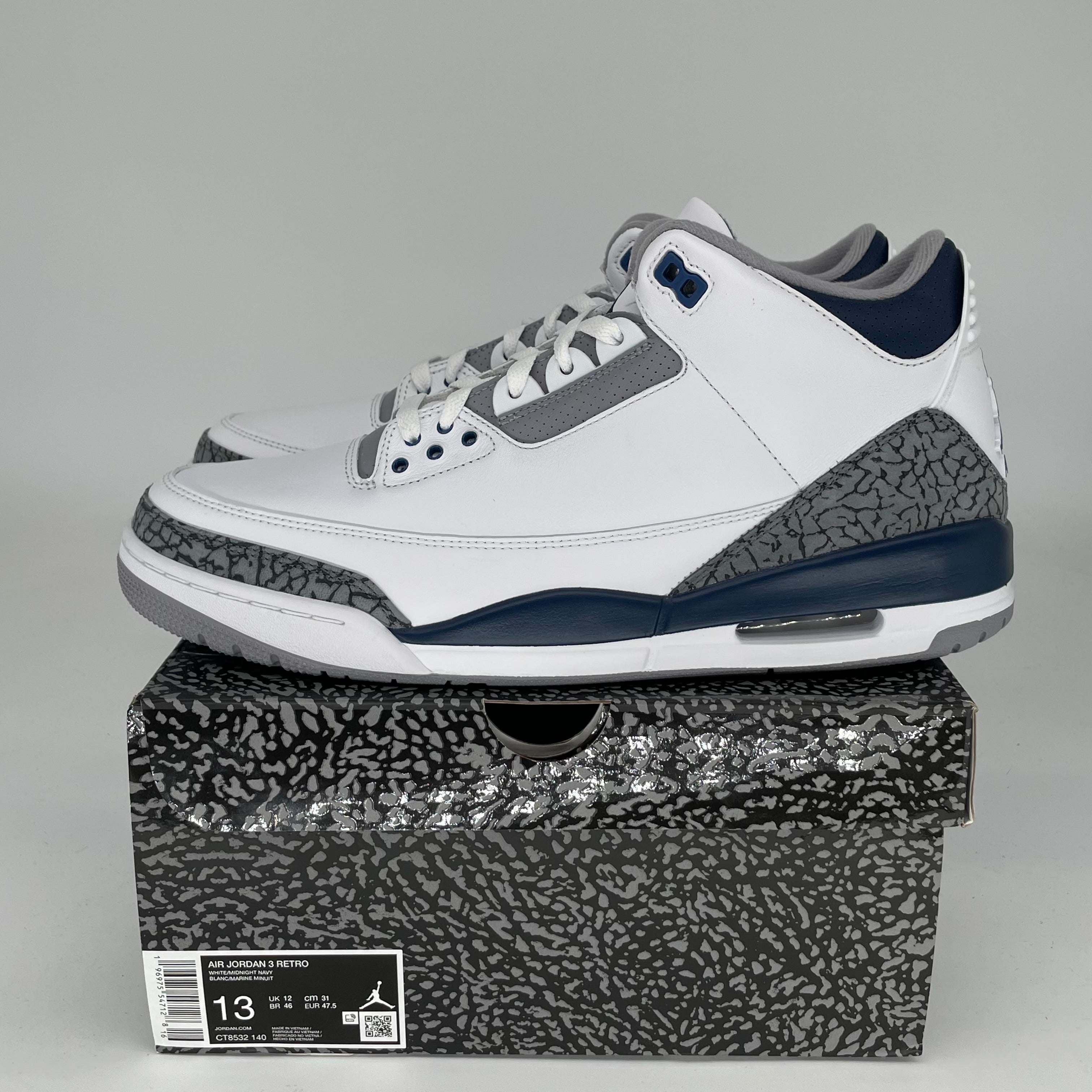 AIR JORDAN 3 MIDNIGHT NAVY BASKETBALL SHOES MEN'S SIZE 13 - CT8532-140 | Retro Sneakers for Running, Gym Workouts & Streetwear Fashion