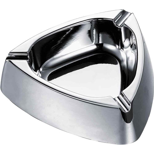 Premium Visol Deep Dish Triangular Zinc Alloy Mirror Finish Cigarette Ashtray - Stylish Smoking Accessory for Home, Office, and Outdoor Use