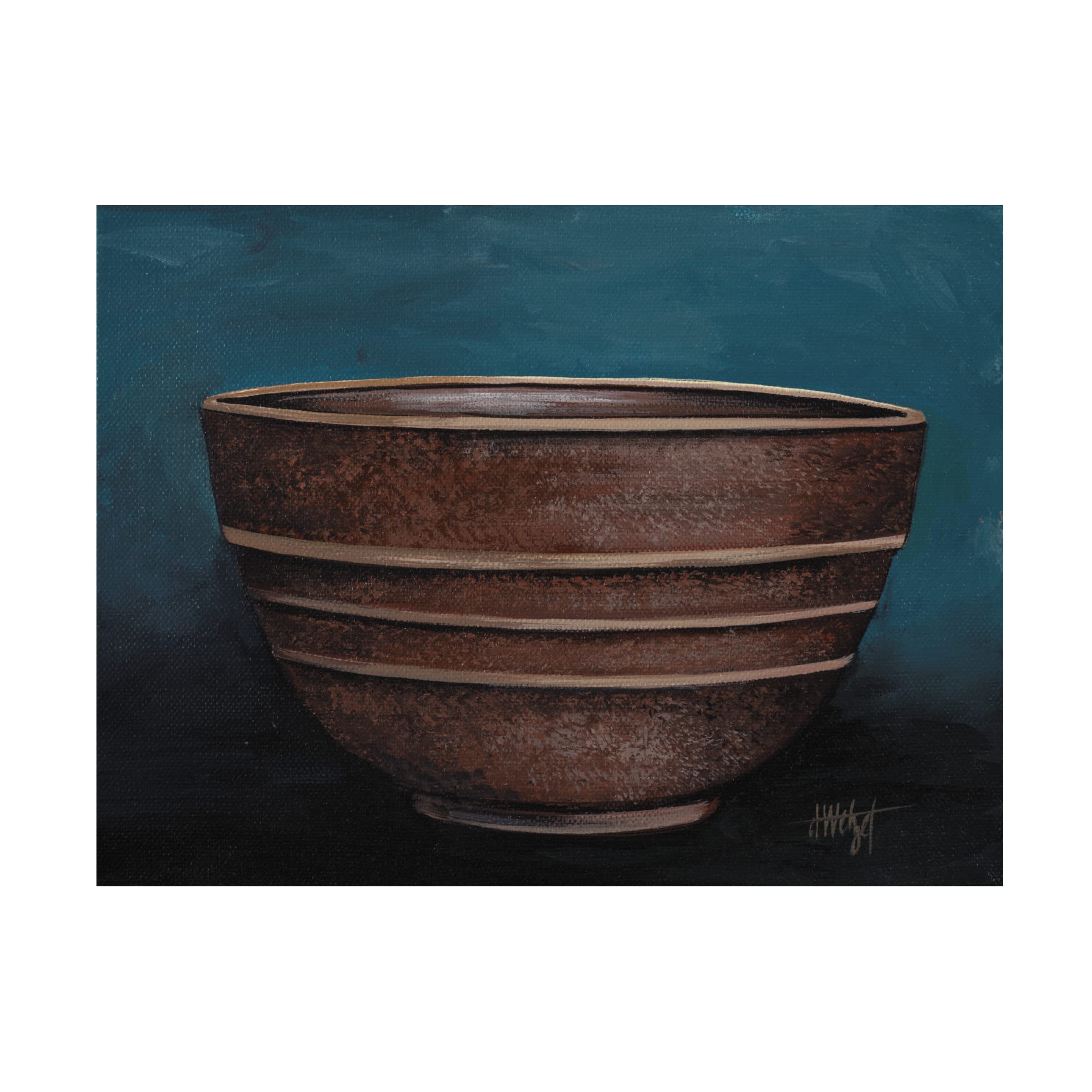 Debbi Wetzel 'Brown Bowl' Canvas Wall Art Print - Modern Home Decor for Living Room, Bedroom & Office - Handmade Fine Art Painting for Contemporary Interior Design