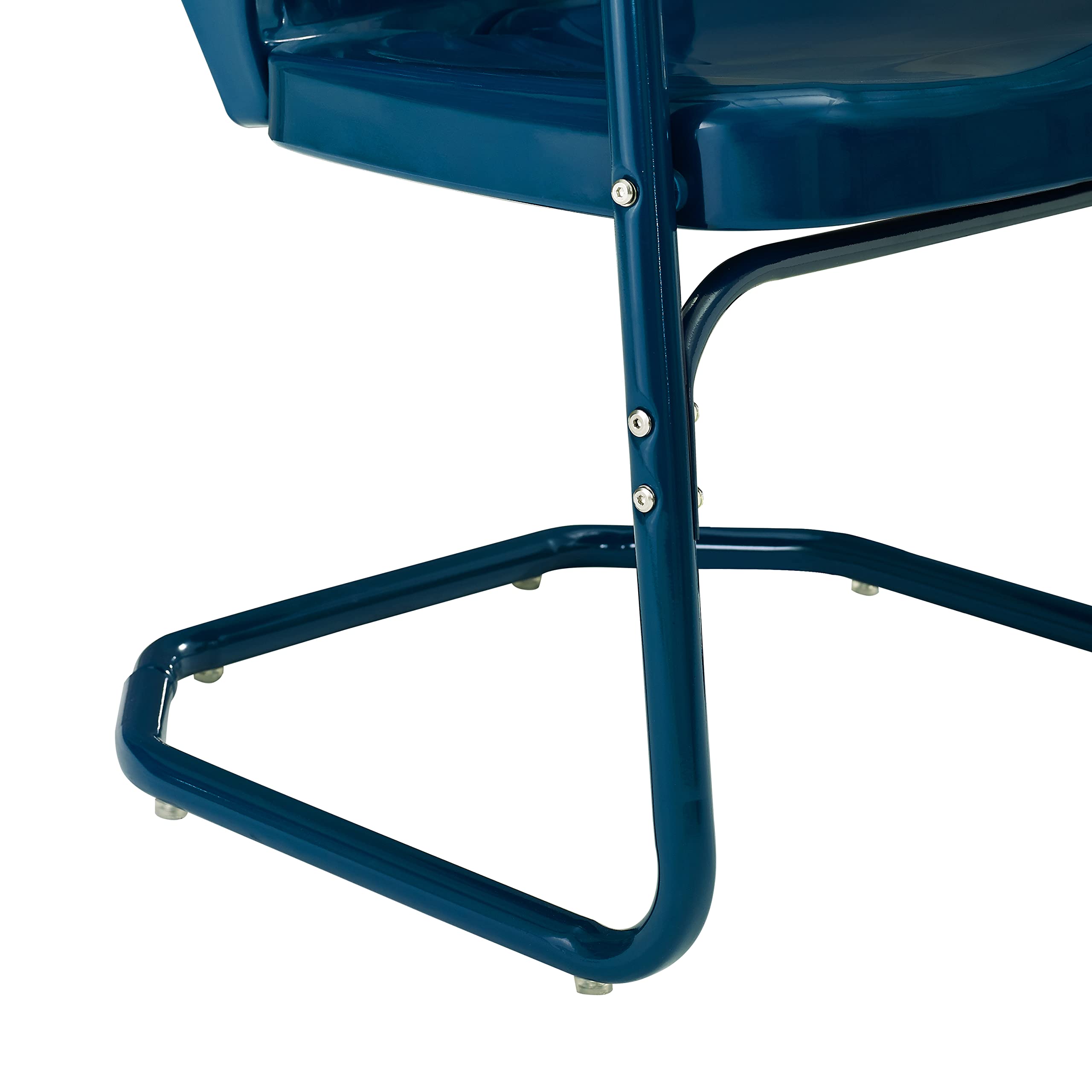 Crosley Furniture Ridgeland 3-Piece Outdoor Bistro Set - Retro Metal Patio Dining Table and Chairs for Garden, Porch, Deck - Navy Gloss Finish - Perfect for Small Spaces & Al Fresco Dining