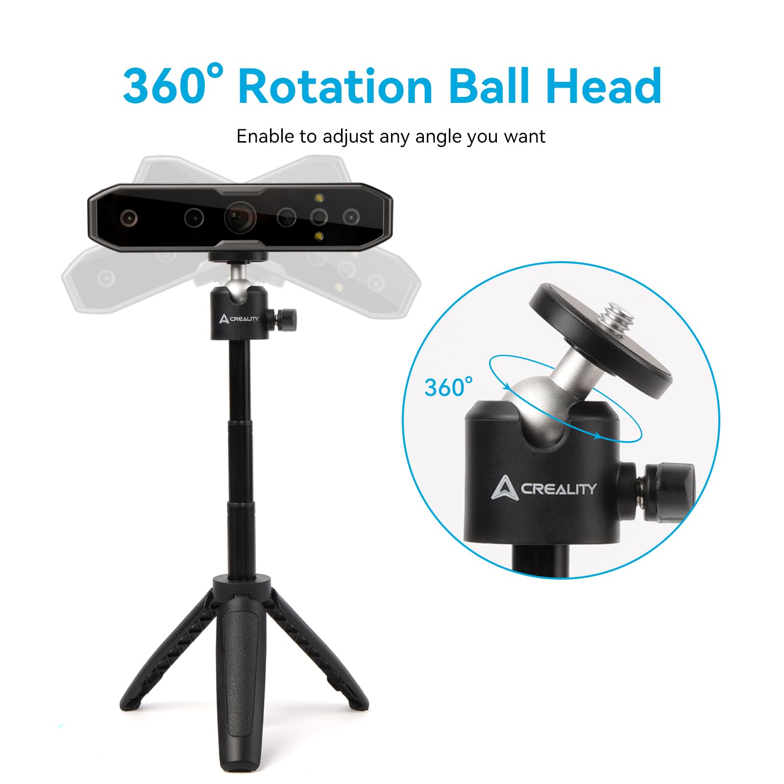 Creality 3D Scanner Tripod Holder for CR-Scan Otter & Raptor 3D Scanners - 1/4 Inch Standard Thread Mount - Perfect for 3D Scanning, Modeling, and Printing Projects
