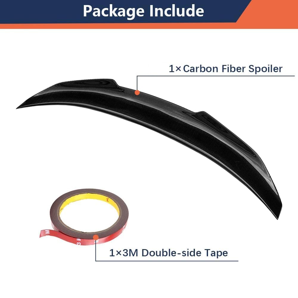 SNA Q50 Carbon Fiber Rear Spoiler Wing - Gloss Black for 2014-2023 Infiniti Q50 & Q50S Sedan | High-Performance Dry Carbon | Aerodynamic Upgrade for Sporty Look & Better Stability
