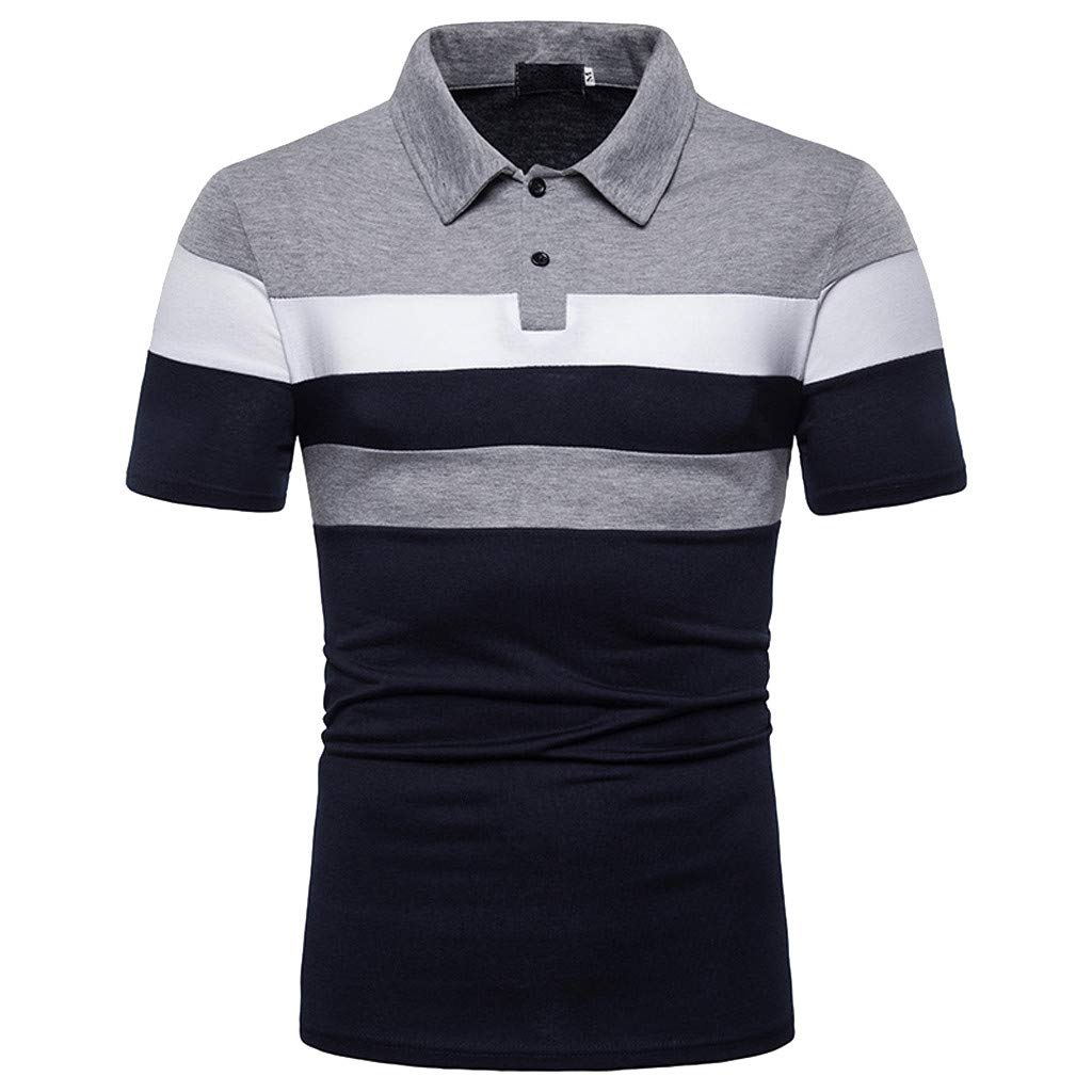 Men's Slim Fit Short Sleeve Polo Shirt - Breathable Casual & Golf Shirt with Colorblock Design (S-5XL) - Perfect for Office, Golfing & Summer Outings