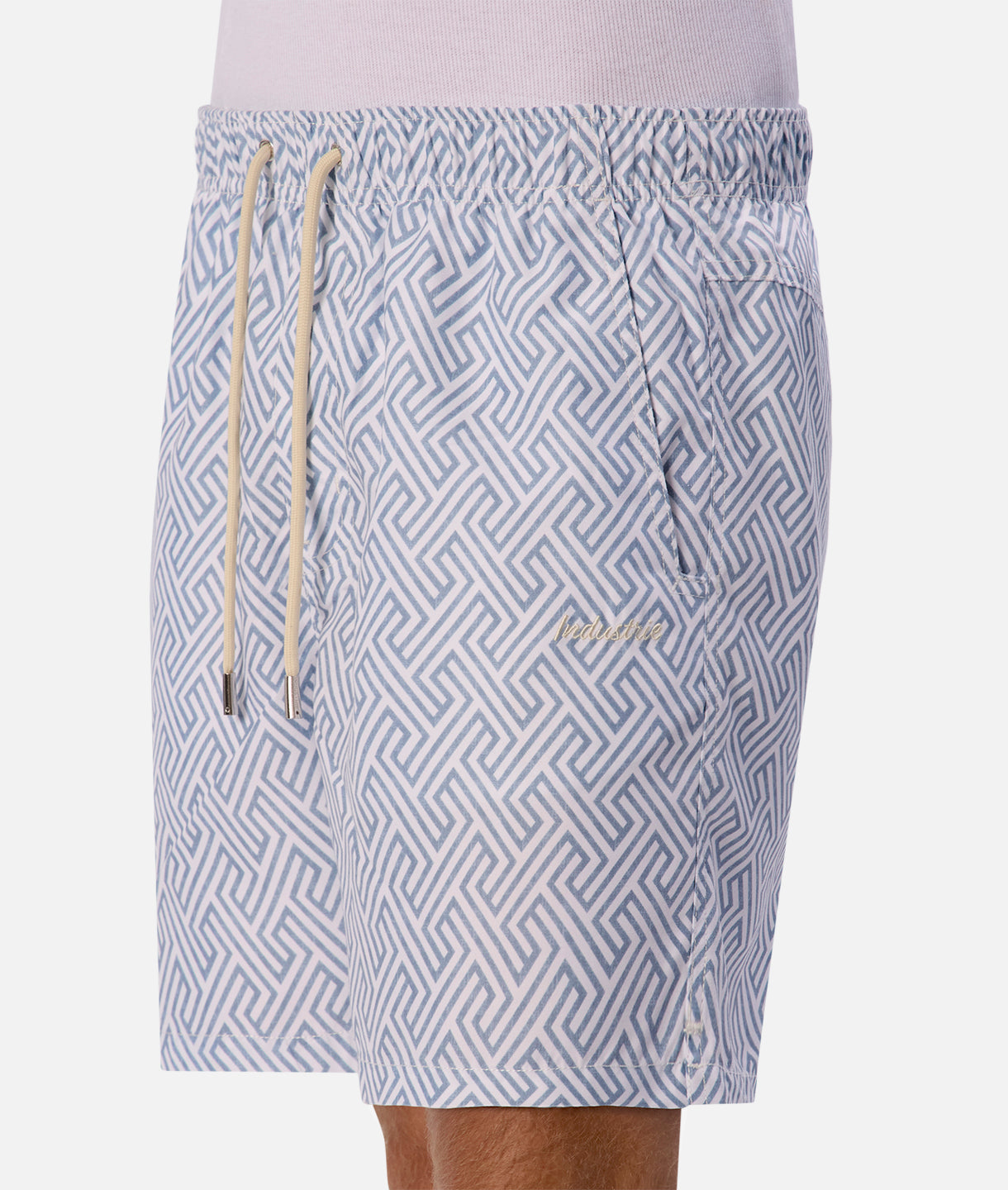 Alvarado Men's Swim Shorts - Quick Dry Comfortable Swim Trunks for Beach, Pool & Vacation - Cream Indigo Color