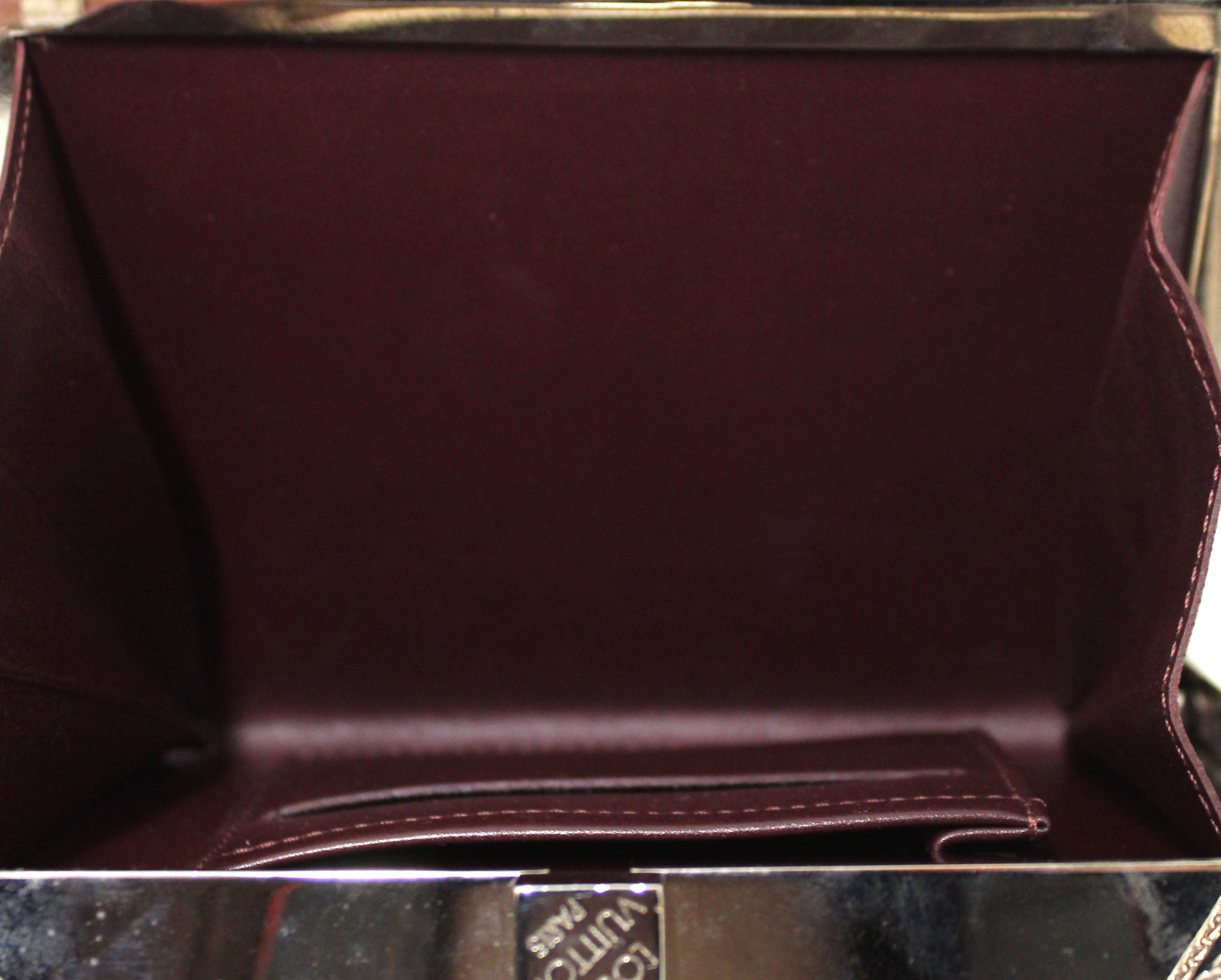 Authentic Louis Vuitton Burgundy Damier Vernis Leather Ange MM Clutch Bag for Women | Luxury Evening Purse for Parties, Weddings & Special Occasions