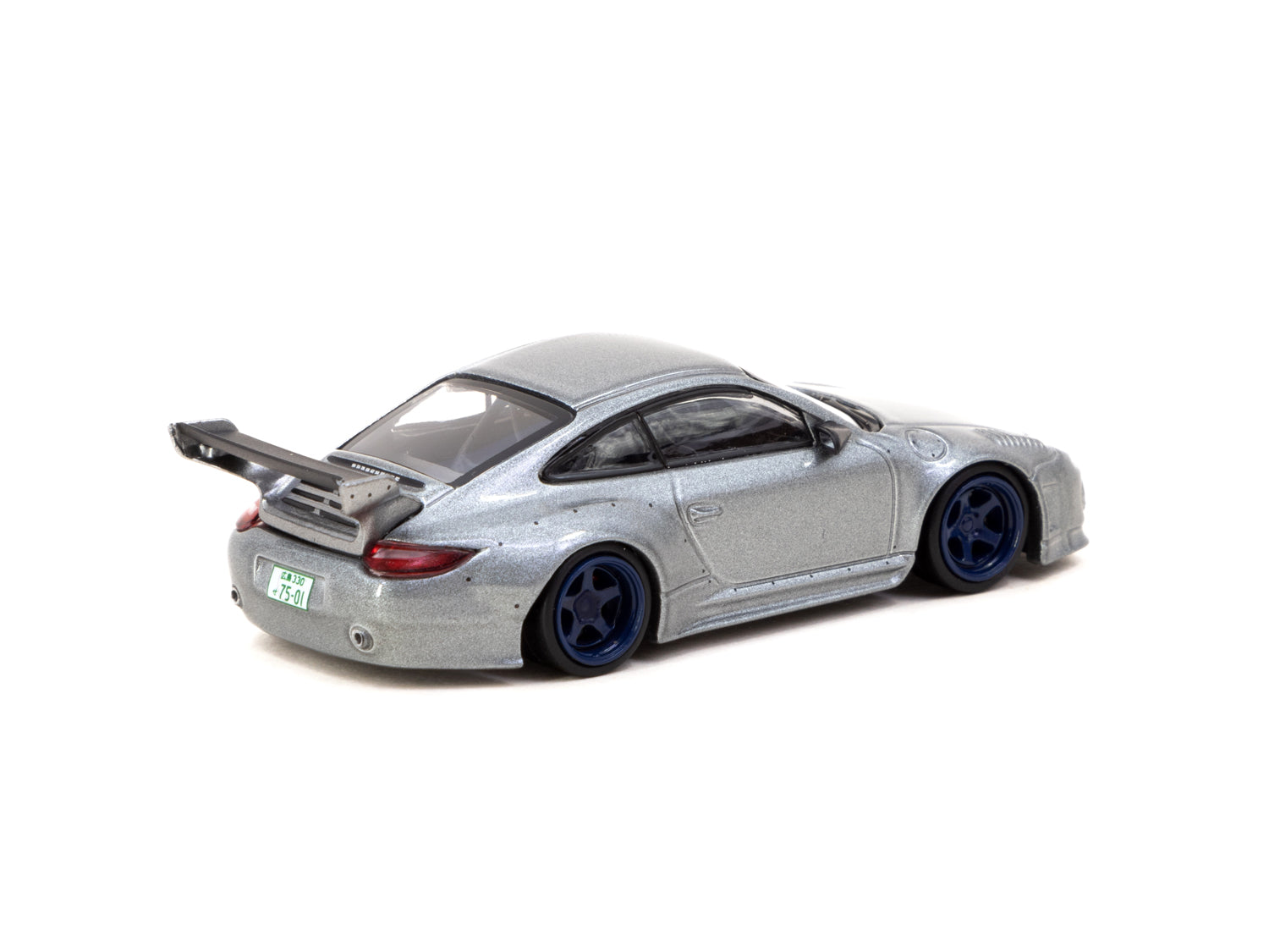 Tarmac Works 1/64 Scale Porsche 911 (997) Diecast Model Car - Gray Metallic Finish | Collectible Miniature Vehicle for Display & Racing Scenes | ROAD64 Series