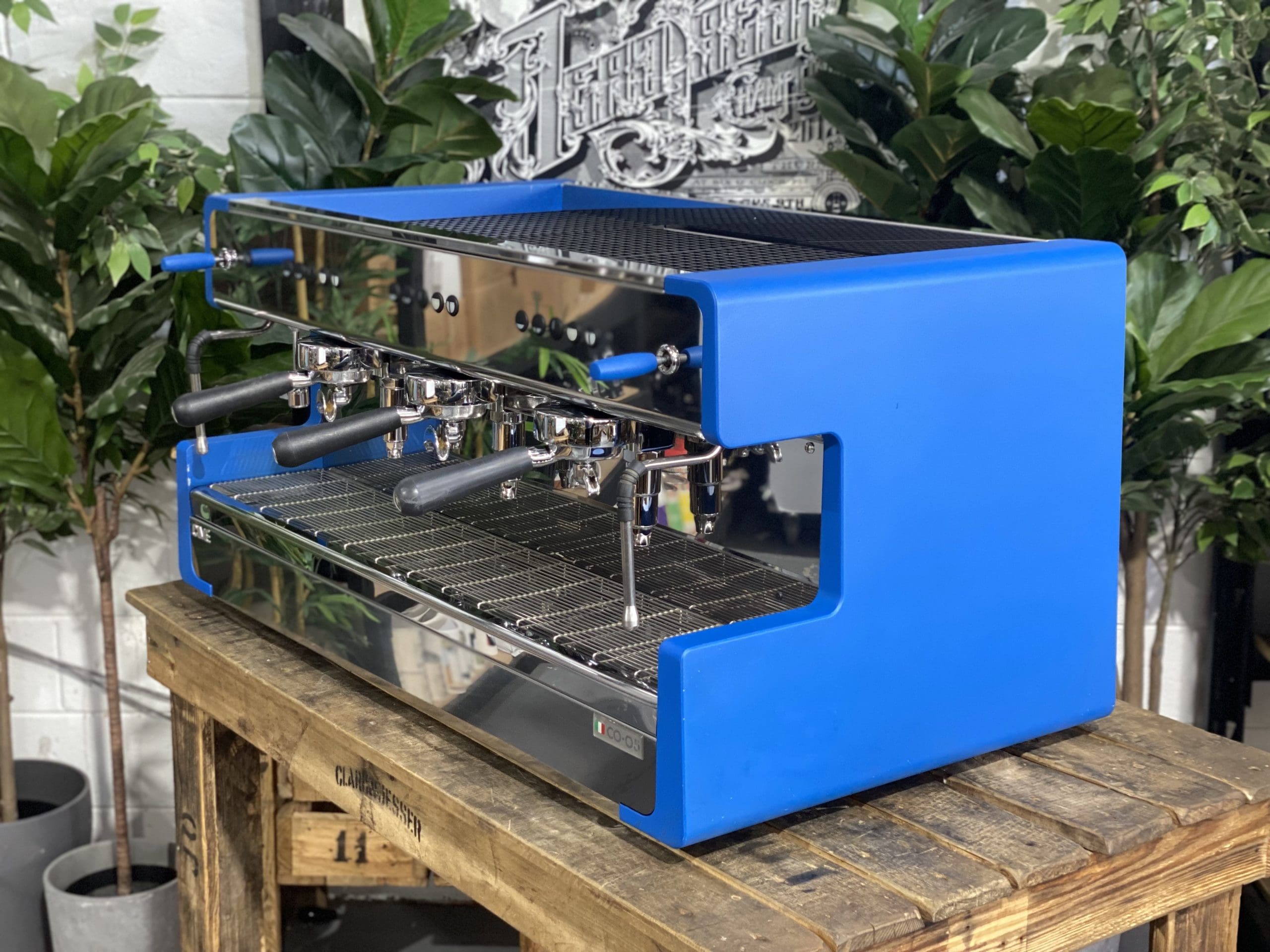 CIME CO 05 3 Group Commercial Espresso Machine - Blue Stainless Steel Coffee Maker for Cafes, Restaurants & Offices | Perfect for High-Volume Brewing & Professional Baristas