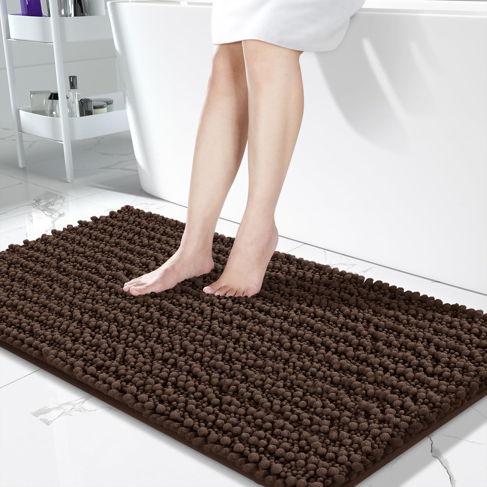 Yimobra Non-Slip Bath Mat 24x44, Quick Dry & Machine Washable - Soft Absorbent for Bathroom & Bedroom Floors