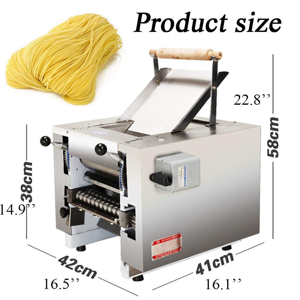 NEWTRY 550W Commercial Electric Pasta Maker Machine - 66lb/h Multi-Function Dough Press for Pasta, Dumpling, Noodle & Spaghetti (Includes 2mm Round Noodle Blade) | Perfect for Restaurants, Catering & Home Kitchen Use