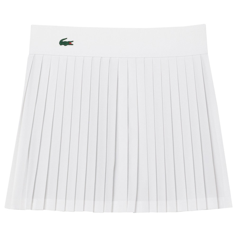 Lacoste Women's Ultra Dry Skirt - White & Green | Quick-Dry Tennis Skirt for Women | Perfect for Sports, Gym & Casual Wear