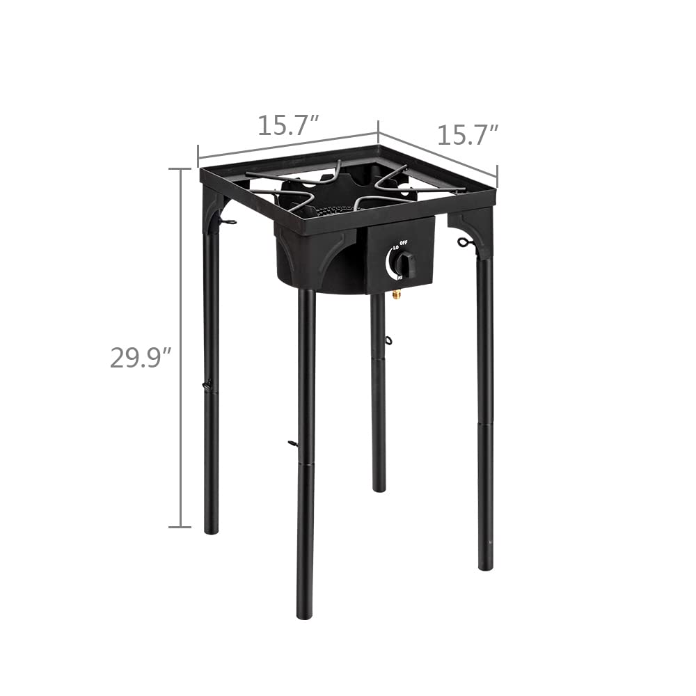 High-Pressure Outdoor Camp Stove - 75,000 BTU Single Burner Propane Gas Cooker with Detachable Legs | Heavy Duty Cast Iron Portable Stove for Camping, Backpacking & Patio Cooking