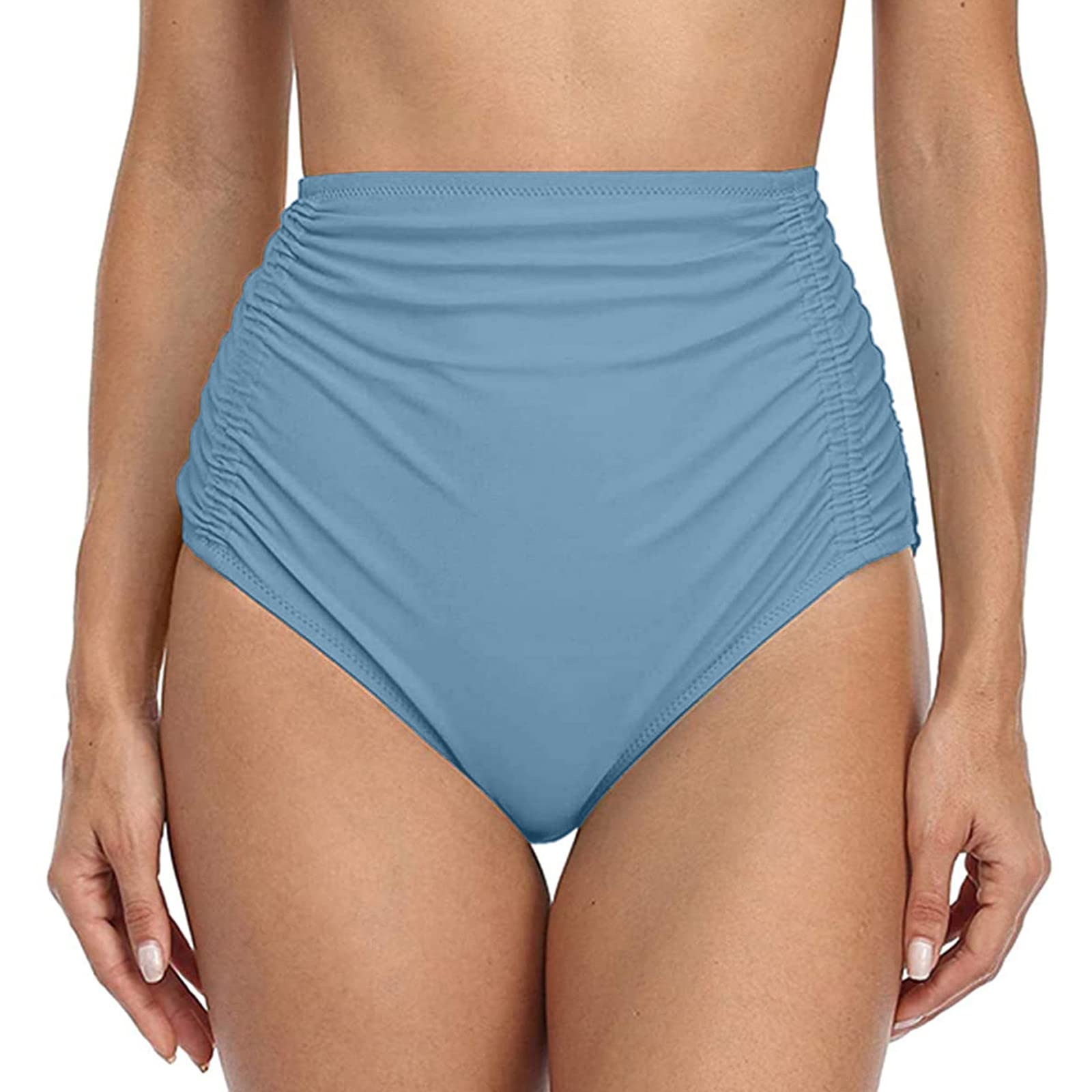 FYQCY Women's High Waist Bikini Swim Briefs - Running Beach Shorts with Ruched Sides & Wrinkled Design for Swimming, Yoga & Summer Vacations