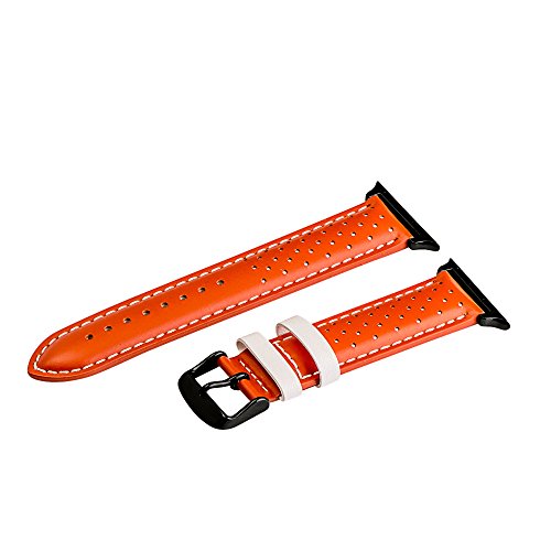 Orange & White Smooth Perforated Bands / Black Hardware