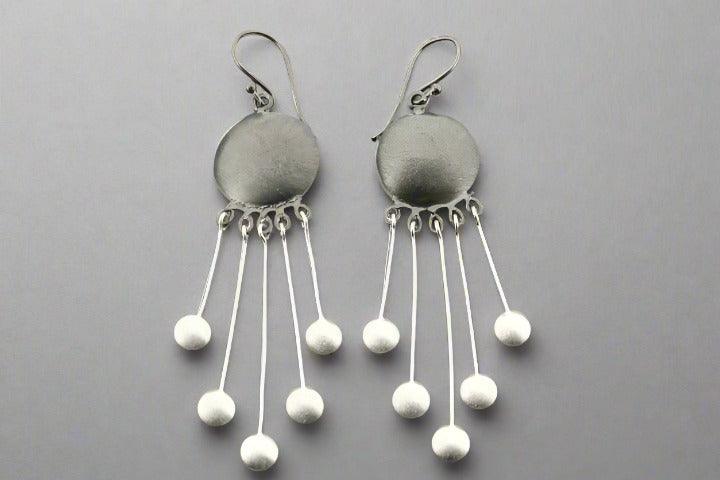 Leizl Shield Drop Earrings - Silver & Oxidized Vintage Style Dangle Earrings for Women - Perfect for Parties, Weddings & Everyday Wear