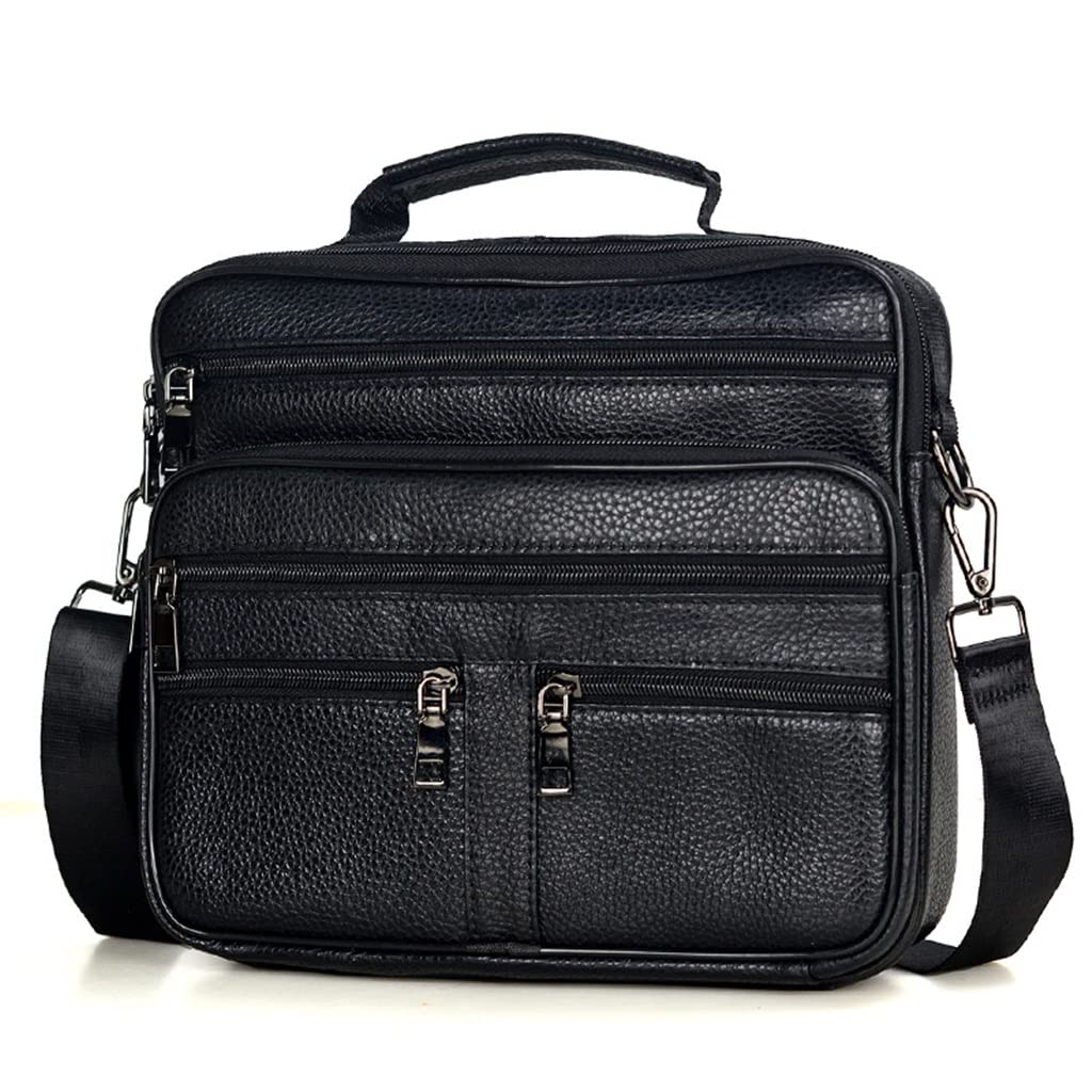 Genuine Leather Messenger Bag for Men - Stylish Shoulder Bag, Tote & Briefcase (26x23cm, Coffee Brown) - Perfect for Work, Travel & Daily Commute