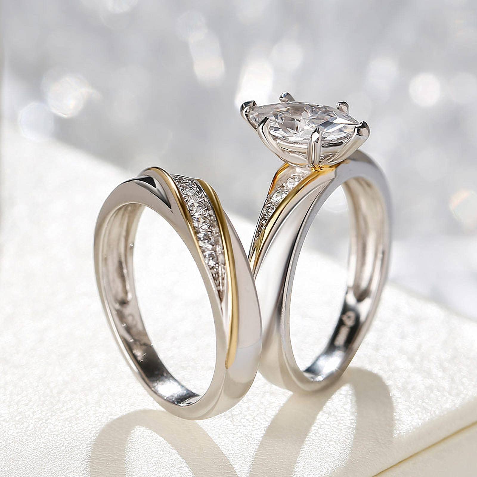 Jeulia 925 Sterling Silver Wedding & Engagement Rings for Women - 1.6ct Main Stone + 0.32ct Side Stones, Bridal Set, Promise & Anniversary Rings | Perfect for Proposals, Vow Renewals & Special Occasions