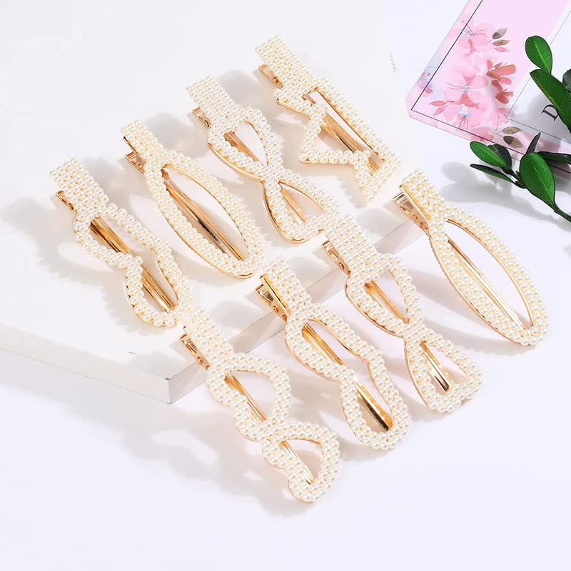 BELICIA 12 Pcs Heart & Rabbit Pearl Hair Clips Set - Elegant Hair Barrettes for Women & Girls, Pearl Hair Slides for Weddings, Parties & Daily Wear (12-Piece Hair Accessories Collection)