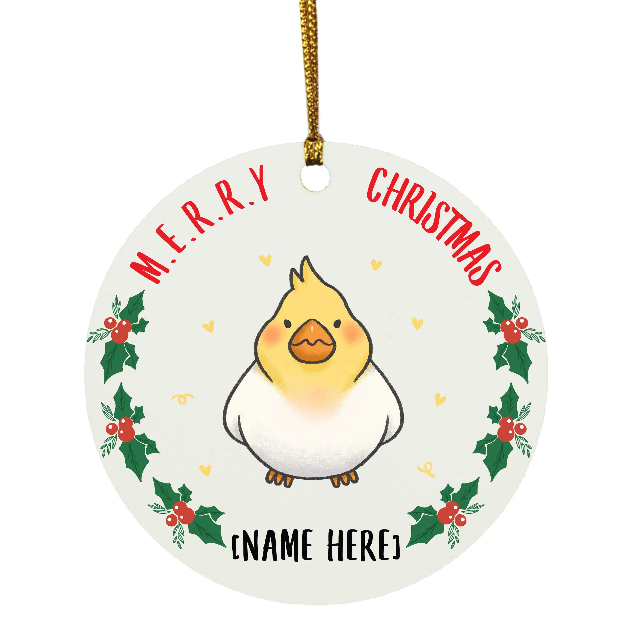 Personalized Name Cockatiel Christmas Tree Ornaments - Ceramic Circle Decor for 2024 Holidays, New Year 2025 Gifts & Home Decor | Perfect for Xmas Tree, Gift Exchange & Festive Party Decorations