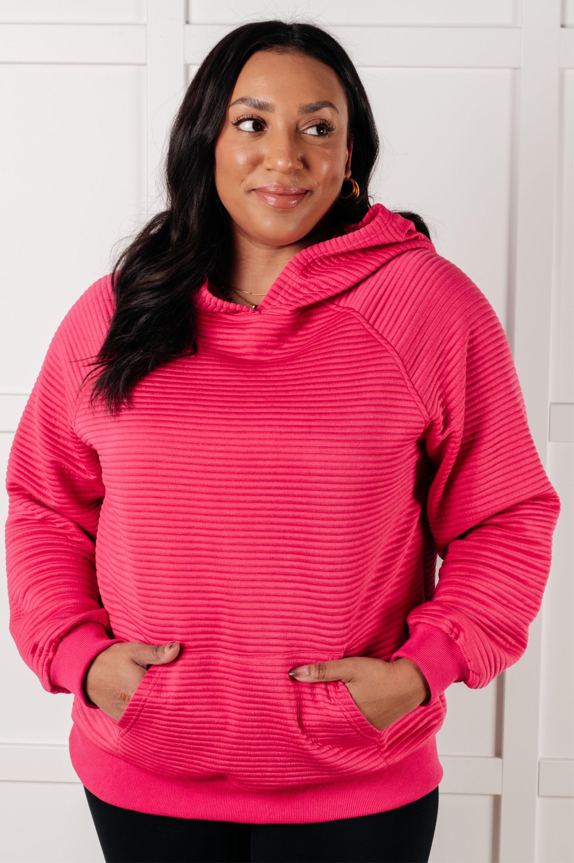 Rose Textured Crosswalk Hoodie for Women - Cozy Pullover Sweatshirt for Casual Wear, Street Style & Fall Fashion