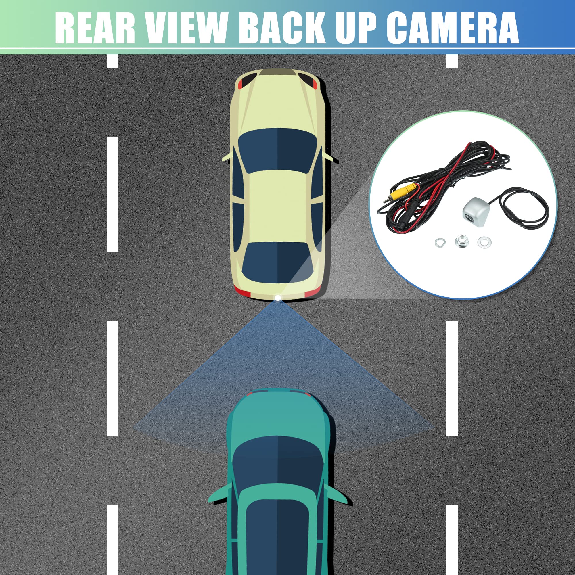 Universal Waterproof License Plate Backup Camera for Cars - Silver Tone Rear View Parking Sensor for Safe Reversing & Parking | Perfect for SUVs, Trucks & Sedans