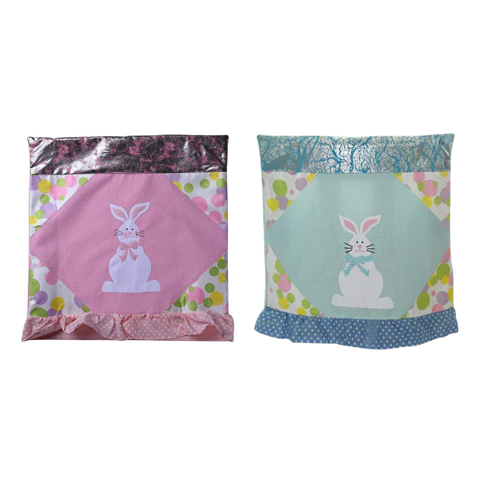 GREENSTORE Easter Chair Covers Set of 2 - Cute Bunny Design, Washable & Removable Dining Chair Protectors - Perfect for Easter Decor, Kitchen, and Home Dining Room Decorations