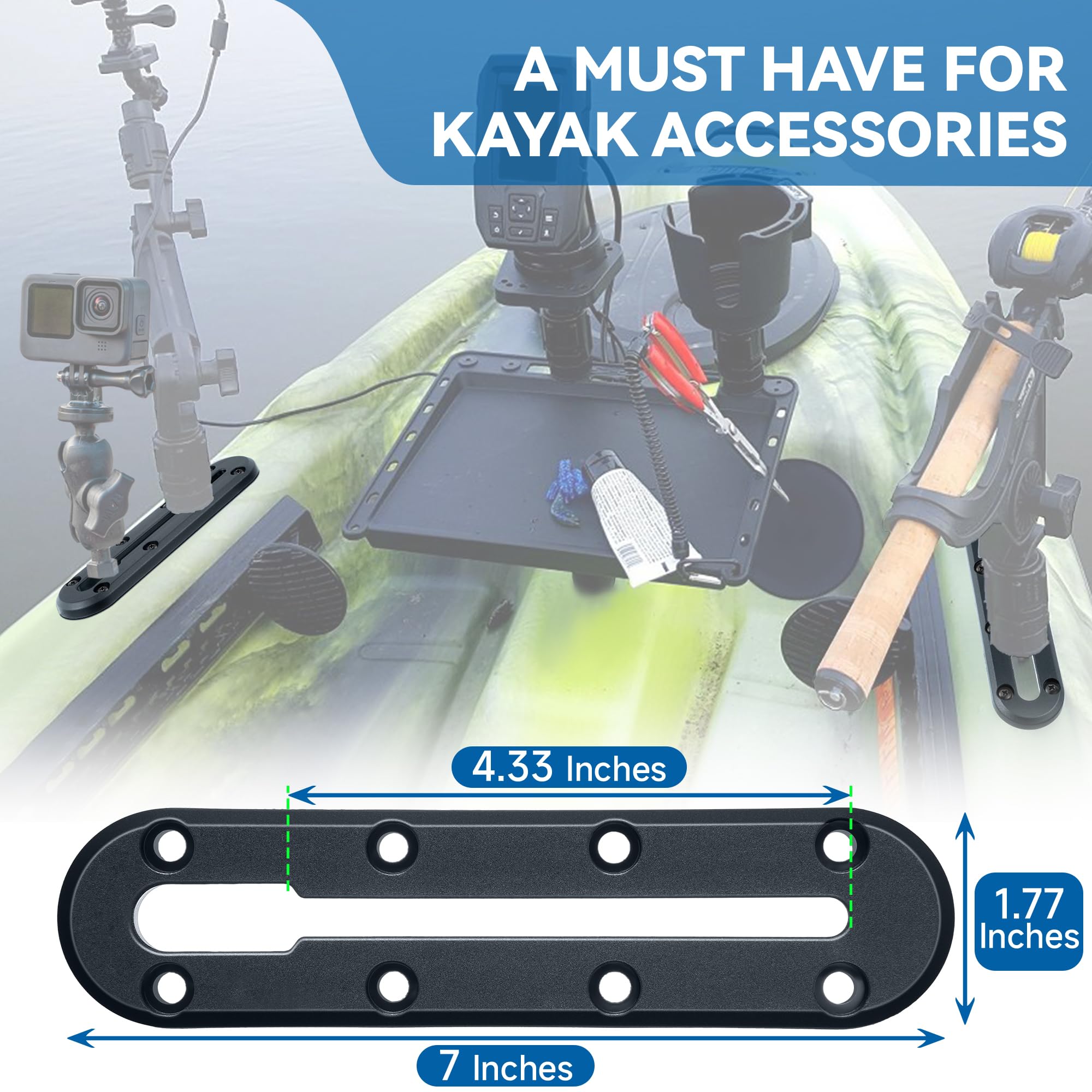 Kayak Track Accessories - Low Profile Kayak Fishing Rod Holder Mount, Cup Holder & Paddle Holder Rail Track | Perfect for Kayak Fishing & Water Sports Accessories