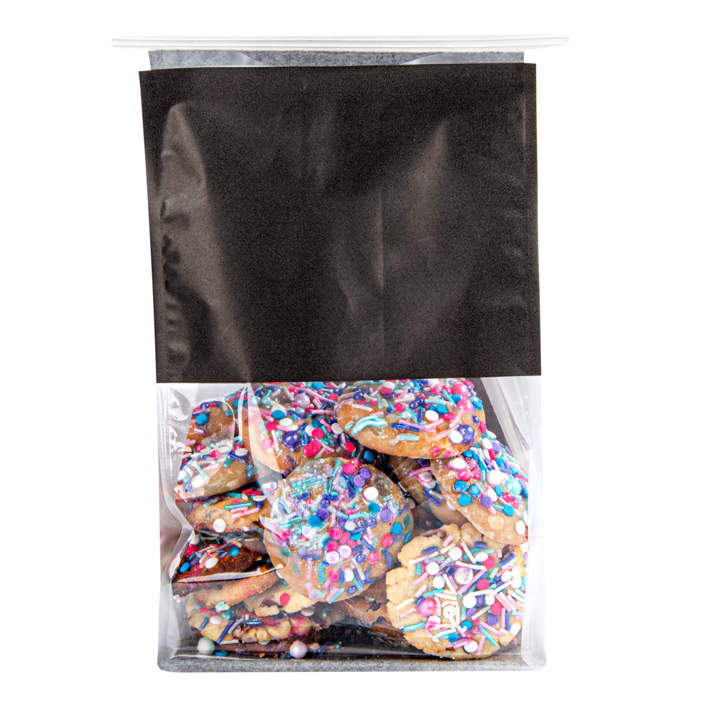 Premium Black Cotton Paper Tin Tie Bags with Clear Window - 6.25