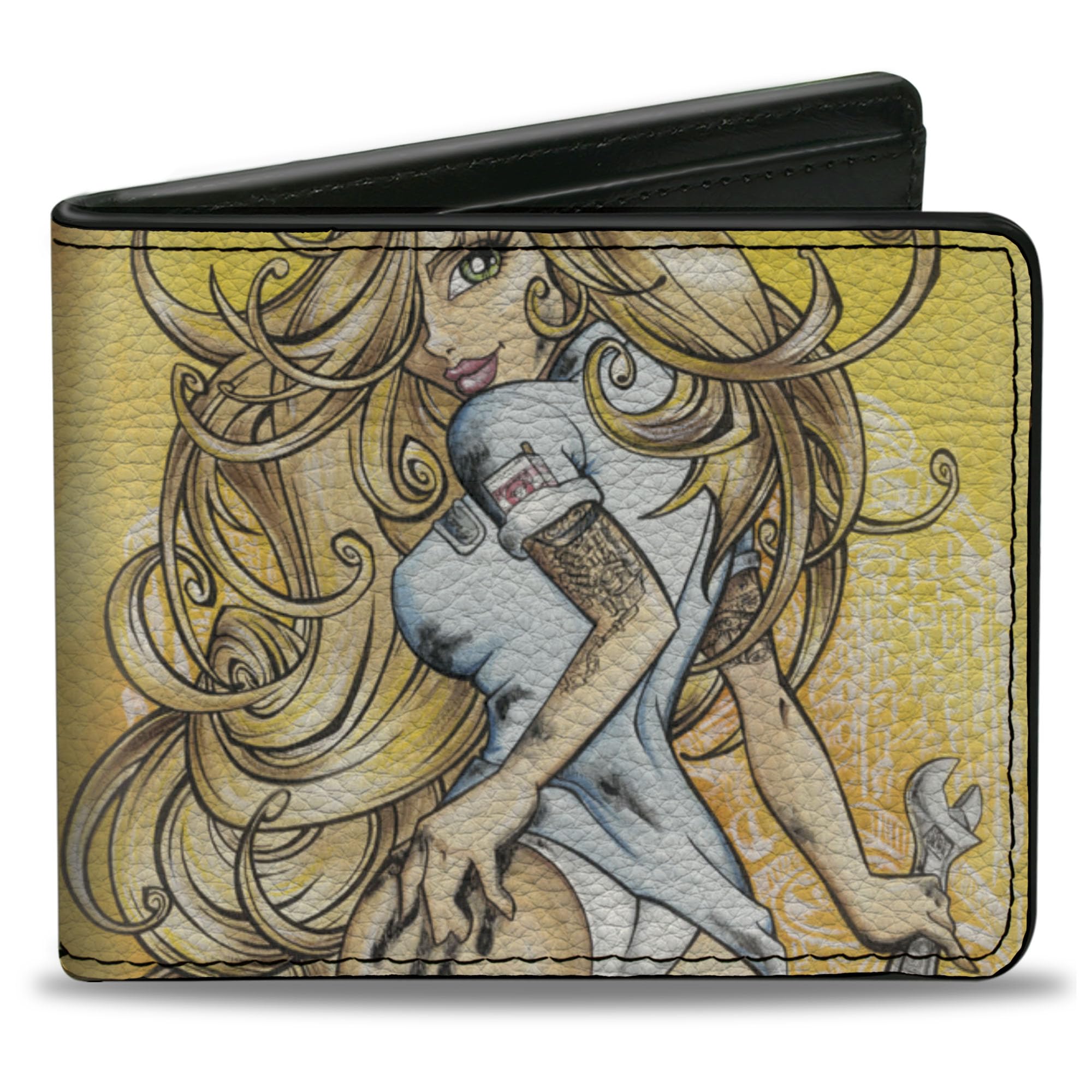 Buckle-Down Unisex Vegan Leather Bifold Wallet - Tony Her Dirty Donut Design, 4.0