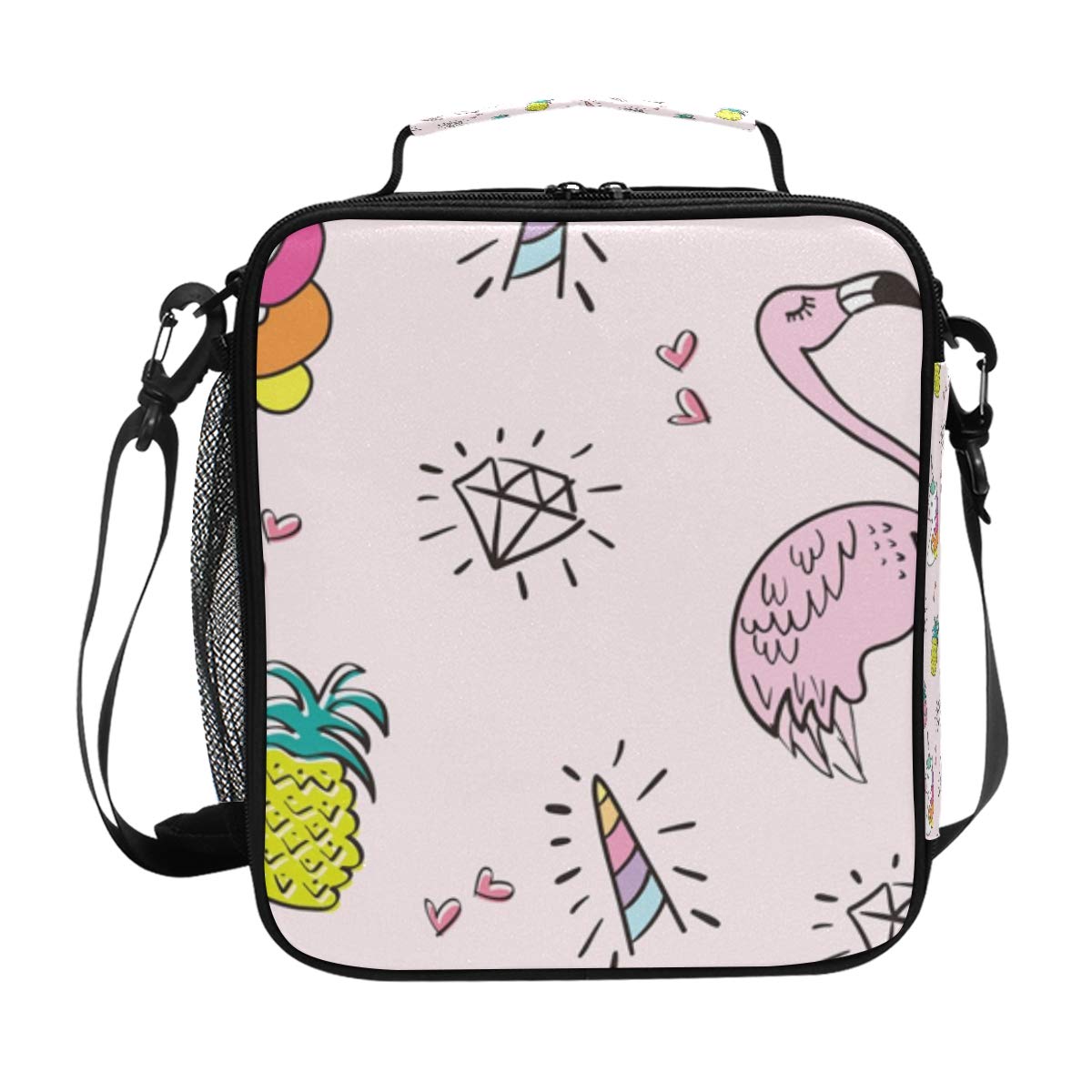 Stylish Unicorn Flamingo Diamond Pineapple Insulated Lunch Bag - Cute Cartoon Cooler Tote for Girls & Kids - Perfect for School, Picnics & Beach Outings