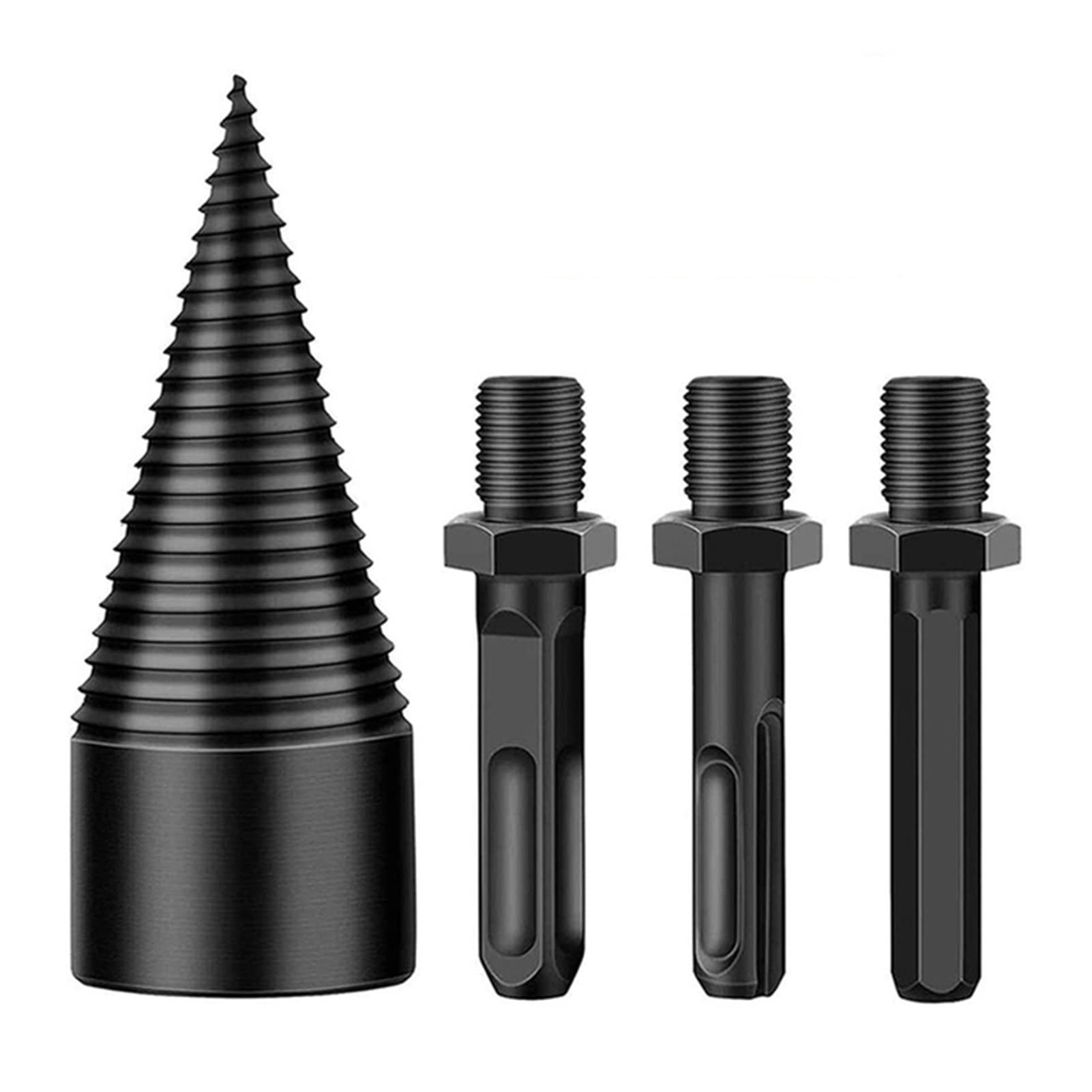 42mm 4 PCS Hex Shank Wood Splitter Drill Bit - Electric Drill Cone Splitting Tool for Firewood, Punch Driver & Reamer | Perfect for Camping, Fireplace, Wood Stove & DIY Projects