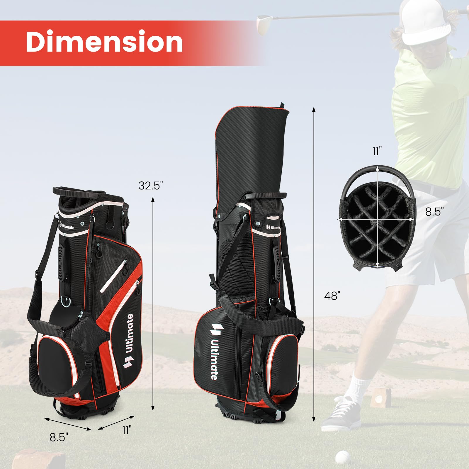 **Goplus 14-Way Top Dividers Golf Stand Bag – Lightweight Golf Clubs Bag with Cooler Pocket, 6 Zippered Pockets, Dual Shoulder Straps & Rain Hood – Portable Golf Bag for Men & Women – Perfect for Tournaments, Driving Range & Travel**