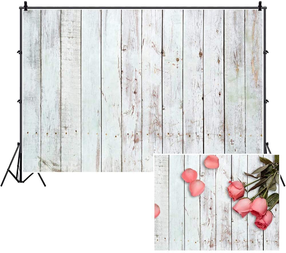 Yeele 9x6ft White Wood Photography Backdrop - Vinyl Grey Wooden Floor Rustic Faux Wall Texture Background for Baby Shower, Birthday Party, Cake Table Decoration, Newborn & Kids Portrait Photoshoot - Perfect for Indoor Studio and Home Decor