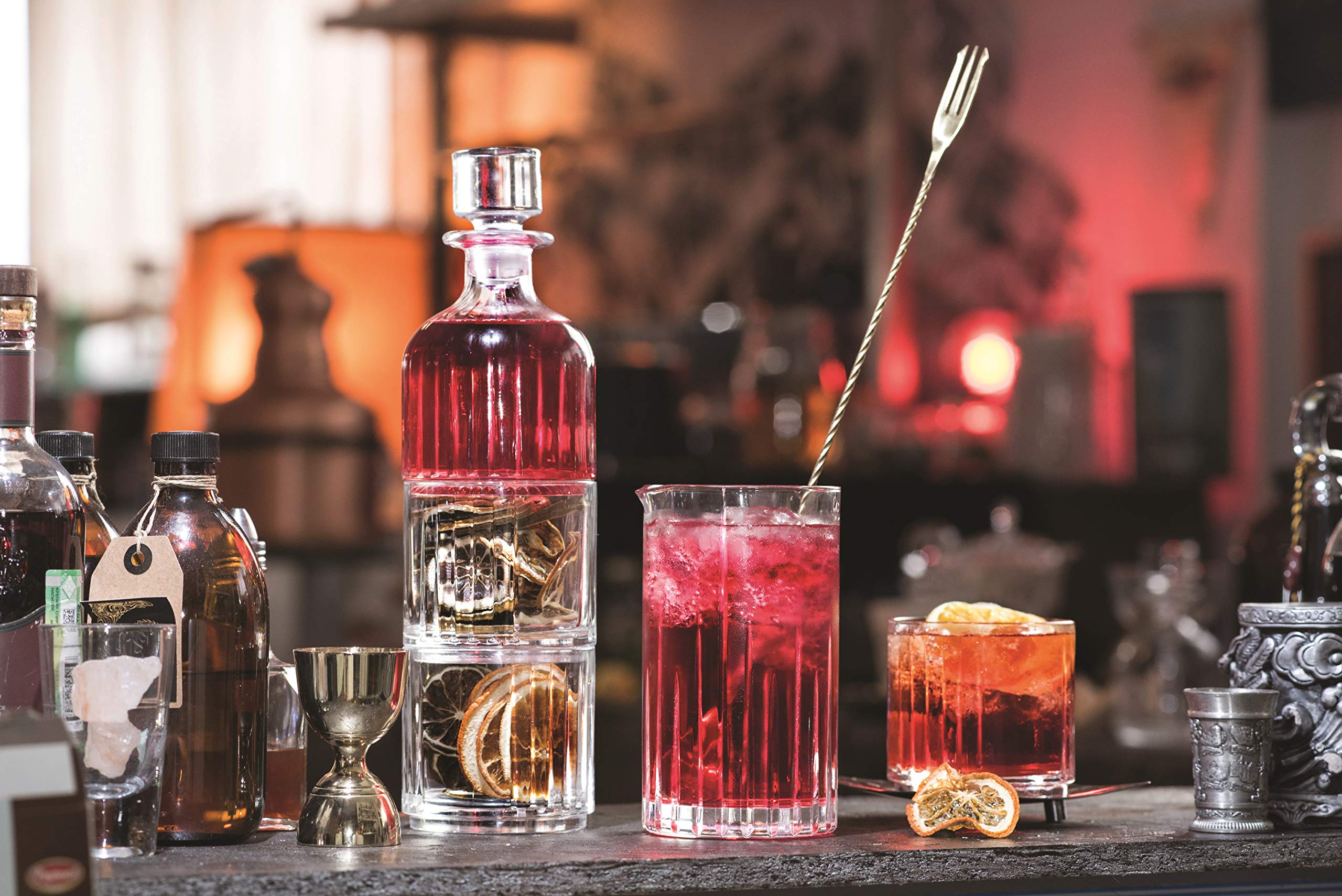 Premium Crystal Whiskey Decanter Set with 2 Stackable Old Fashioned Tumblers - 12oz European Glassware for Bourbon, Scotch & Cocktails - Elegant Home Bar & Gift Set for Whiskey Lovers